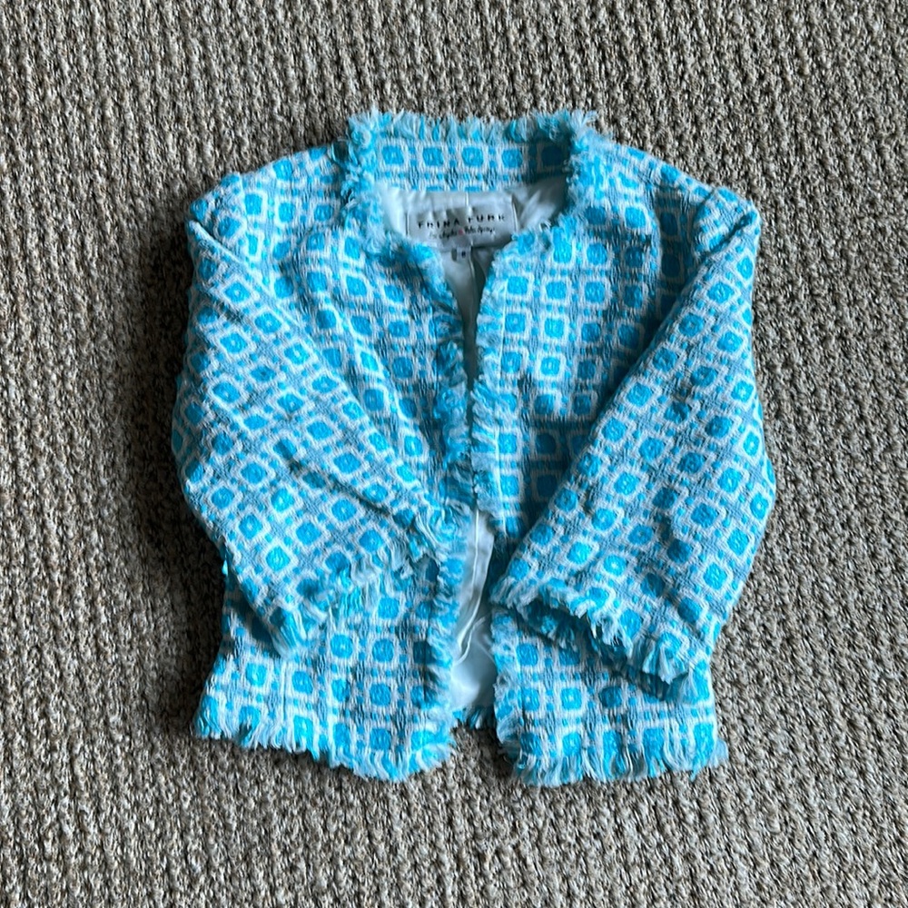 Trina Turk Tweed Blue and White Jacket size 6